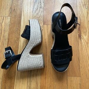 NWT Marc Fisher Viga Black Espadrilles Heels Shoes Size 6.5M